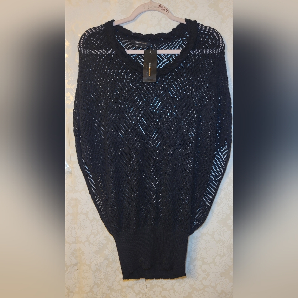 BCBGMaxAzria Black Textured Pencil Skirt